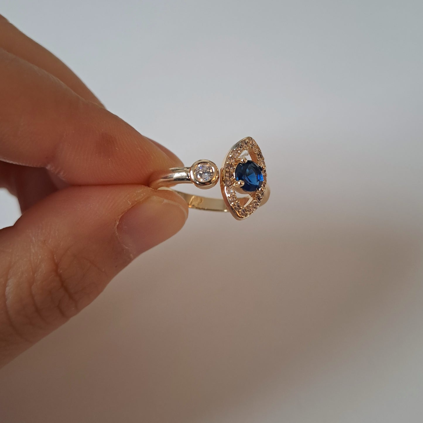 18k gold plated brass open ring /eye design