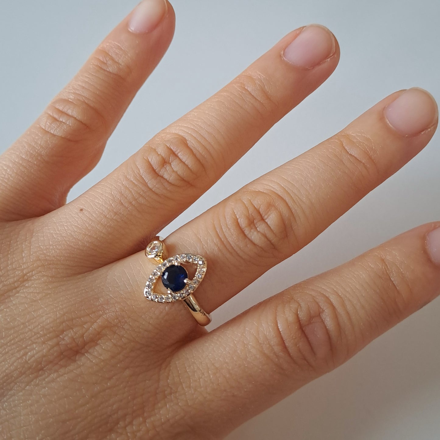 18k gold plated brass open ring /eye design