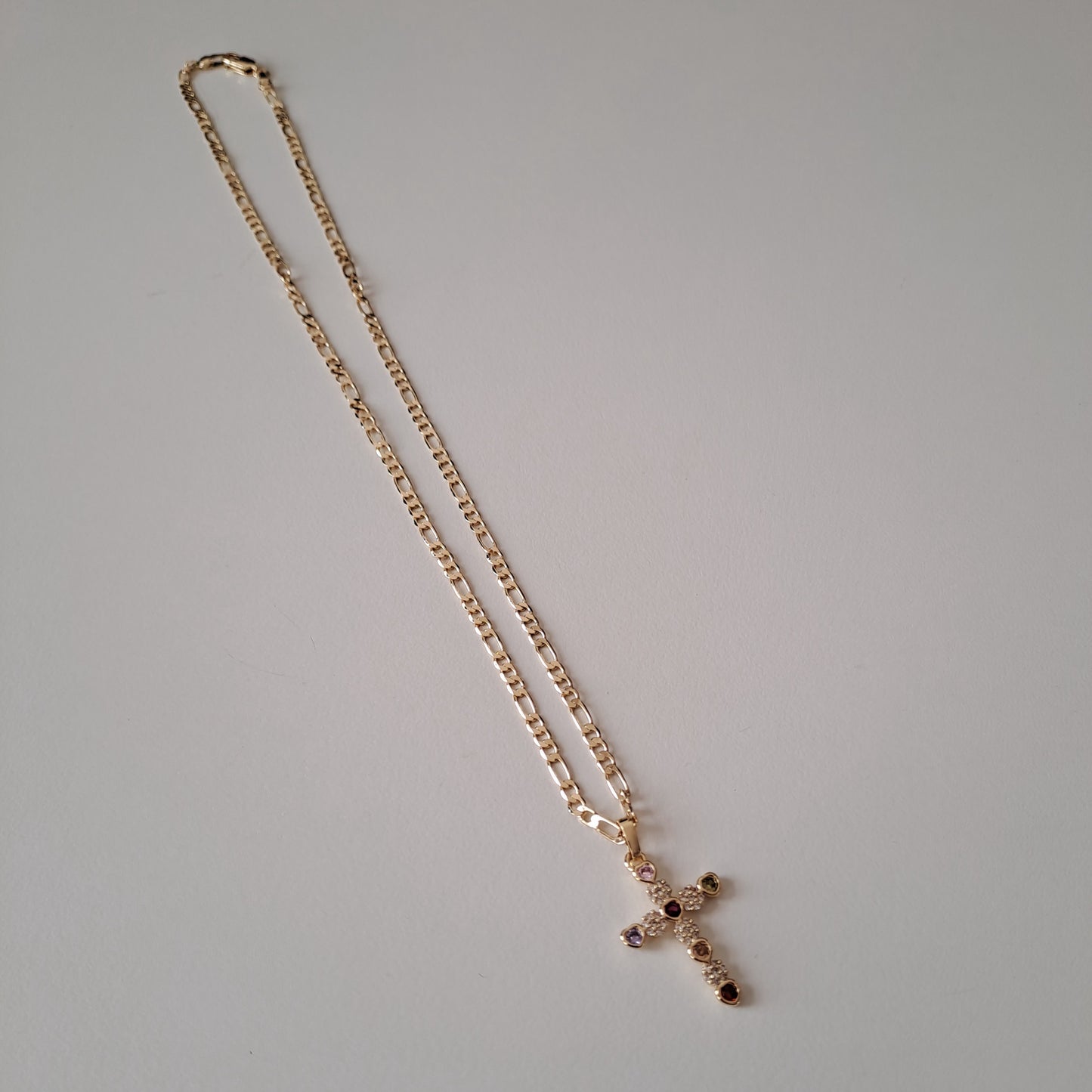 18k gola plated necklace with AAA+ zircons,length 50cm ,cross design