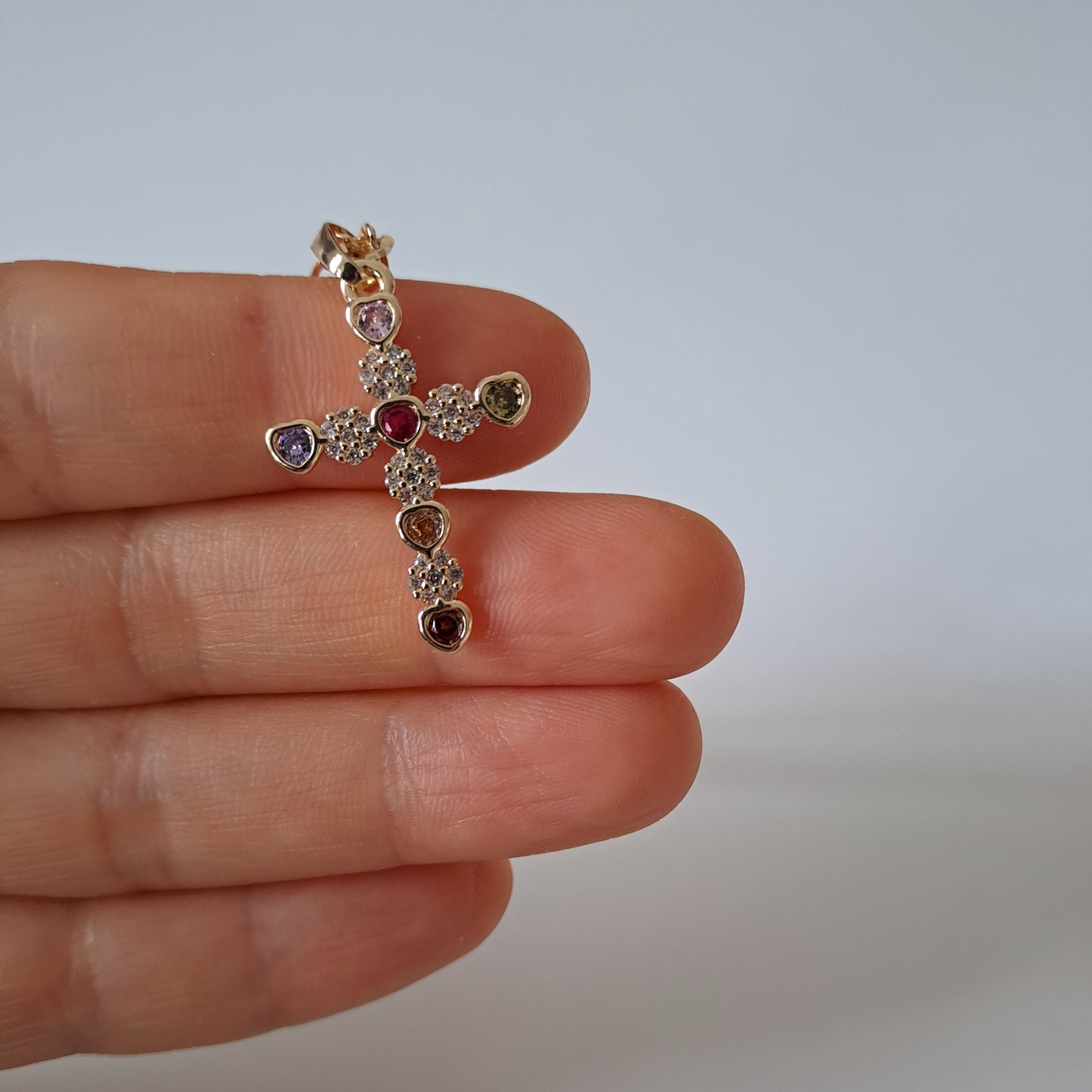 18k gola plated necklace with AAA+ zircons,length 50cm ,cross design