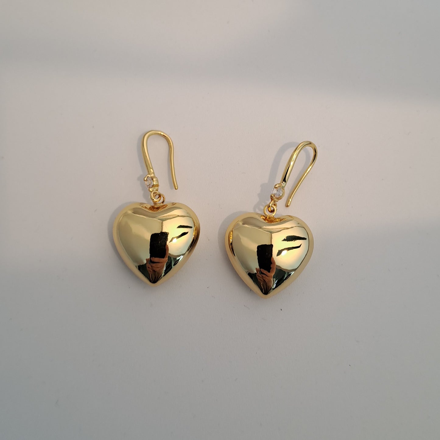 18K Gold-Plated Copper Geometric Earrings, heart shape