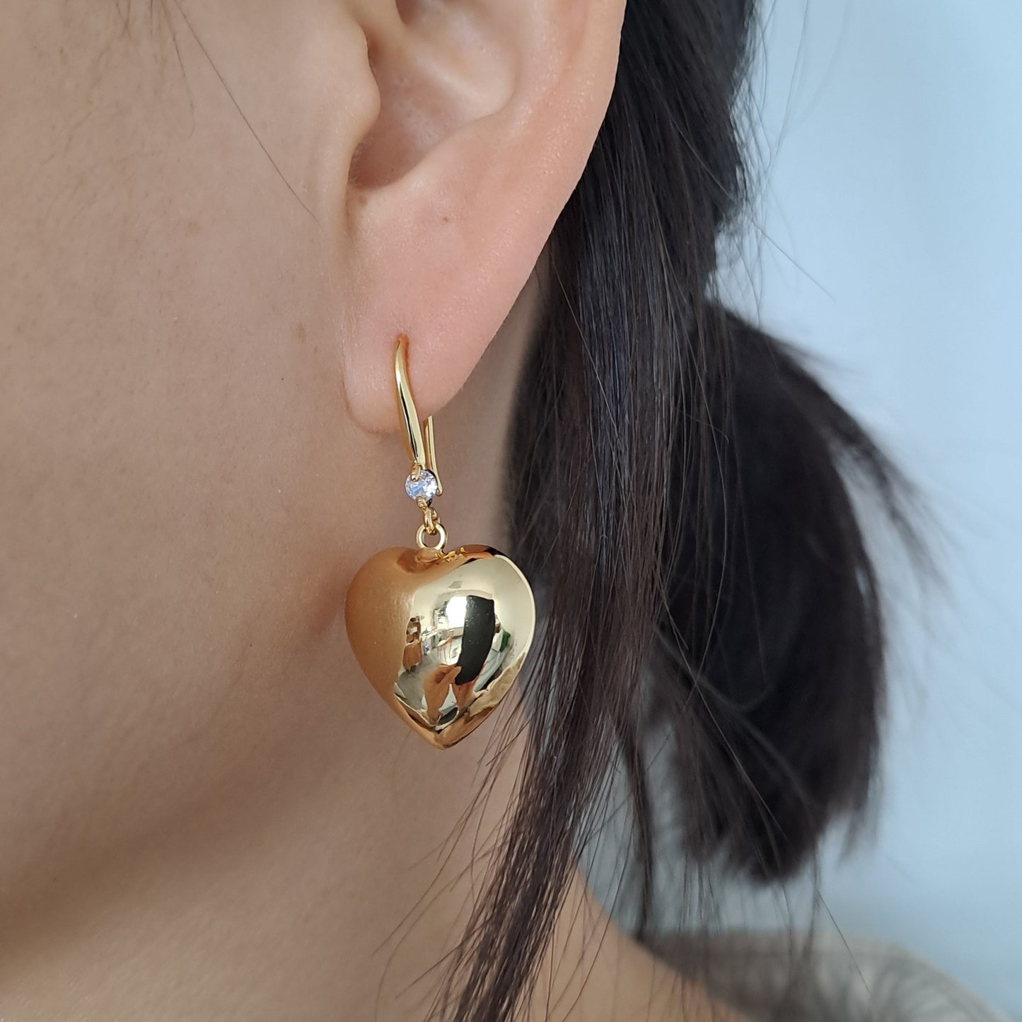 18K Gold-Plated Copper Geometric Earrings, heart shape