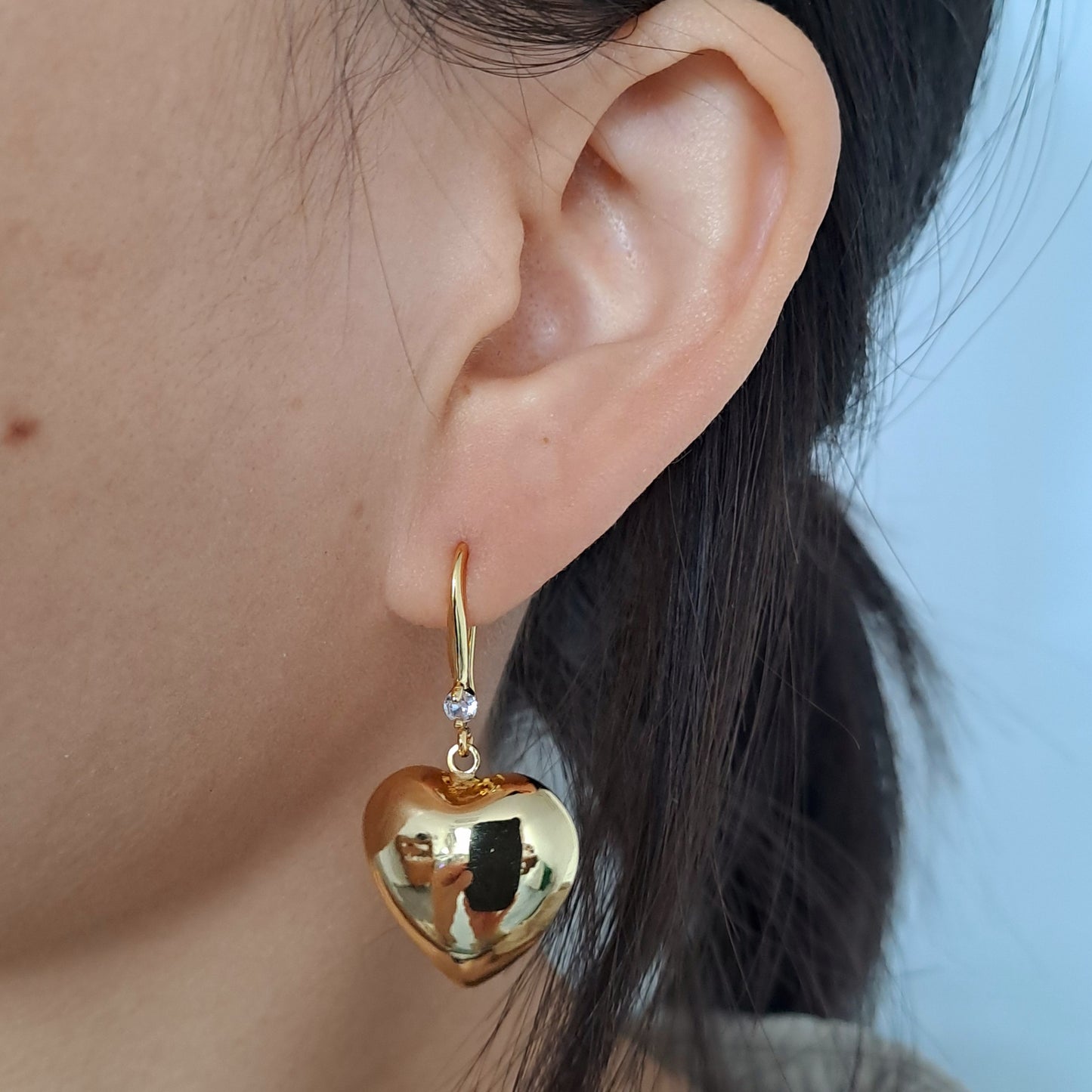 18K Gold-Plated Copper Geometric Earrings, heart shape