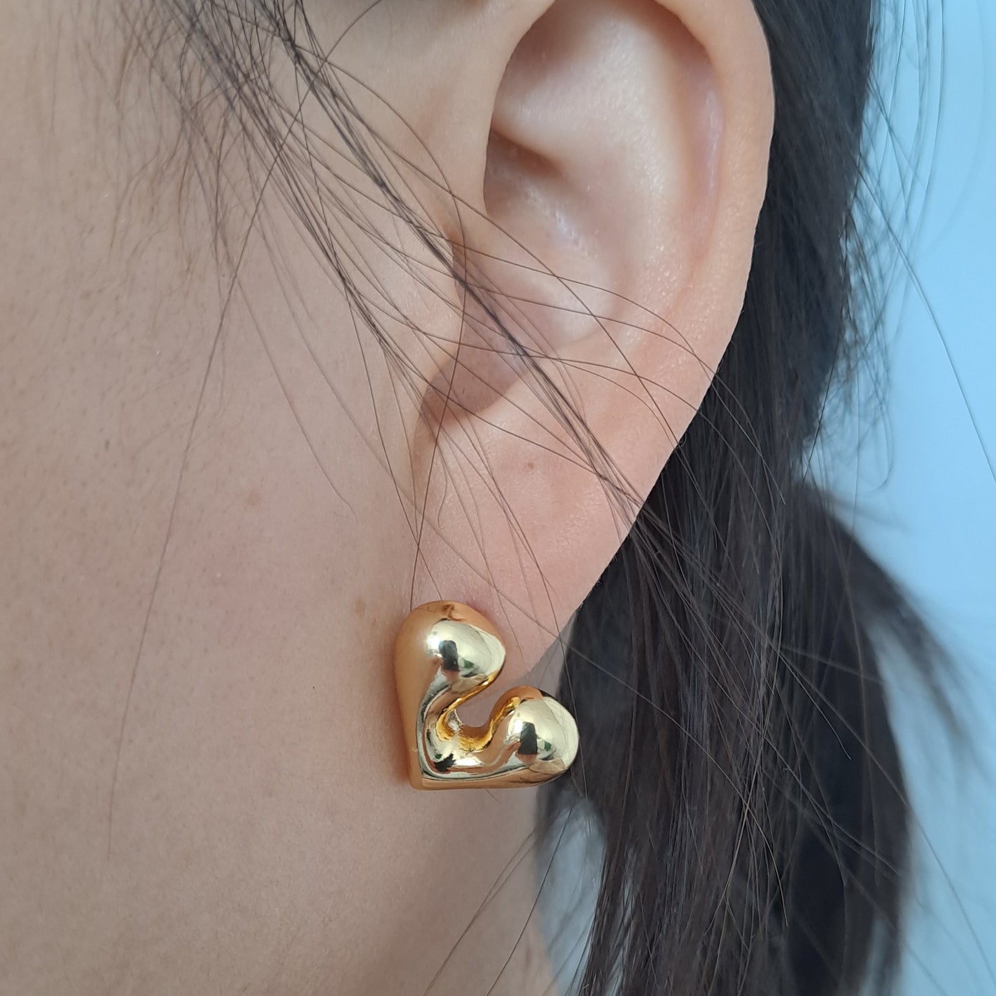 18K Gold-Plated heart shape studs