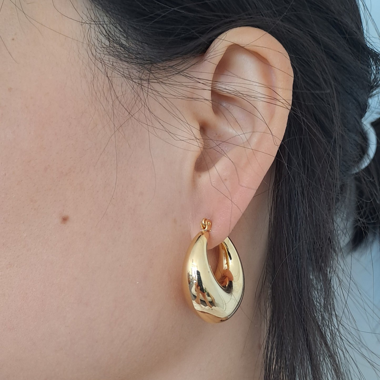 18K Gold-Plated Copper Geometric Earrings ·hollow design