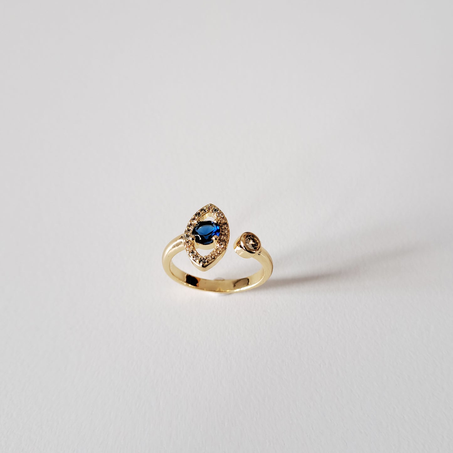 18k gold plated brass open ring /eye design
