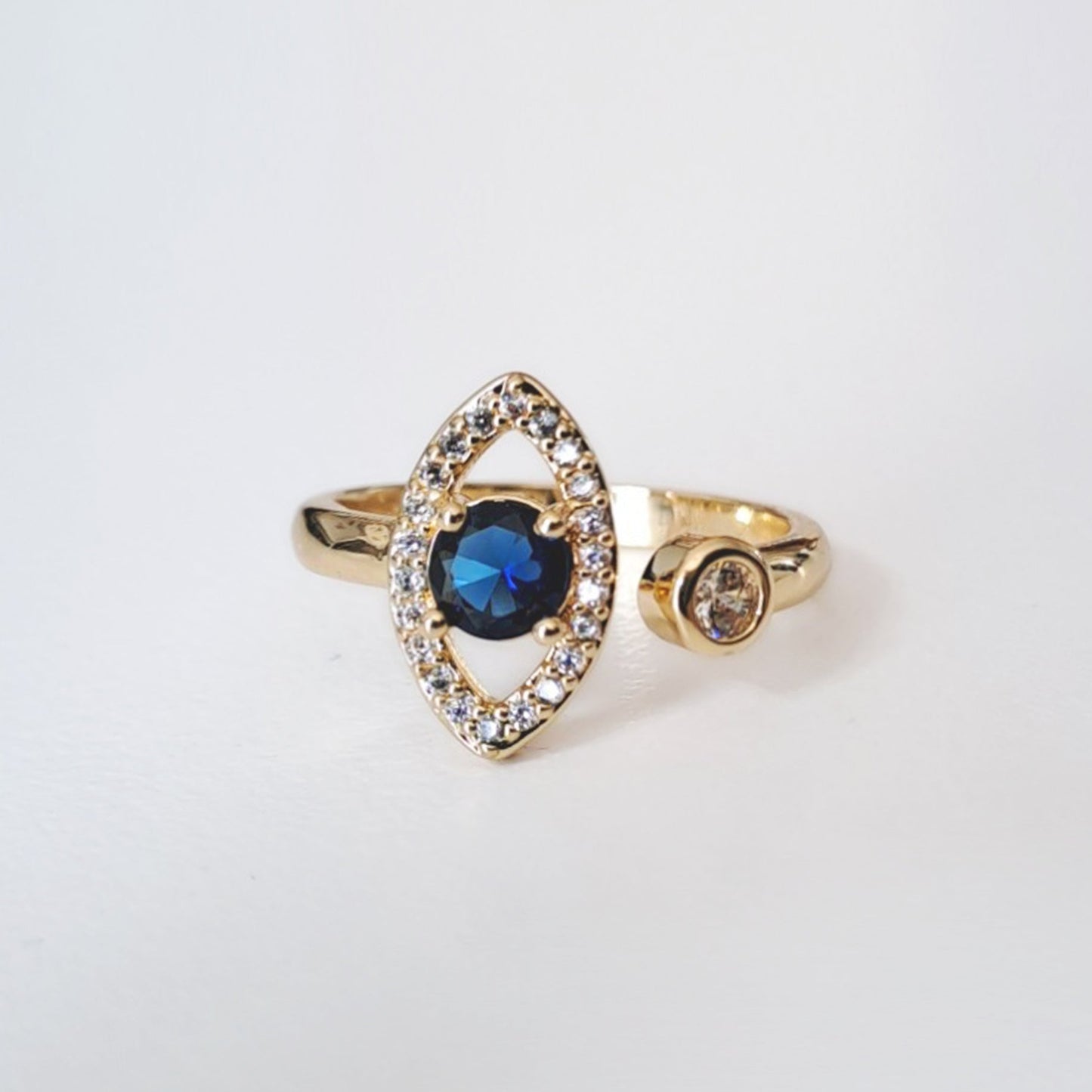18k gold plated brass open ring /eye design