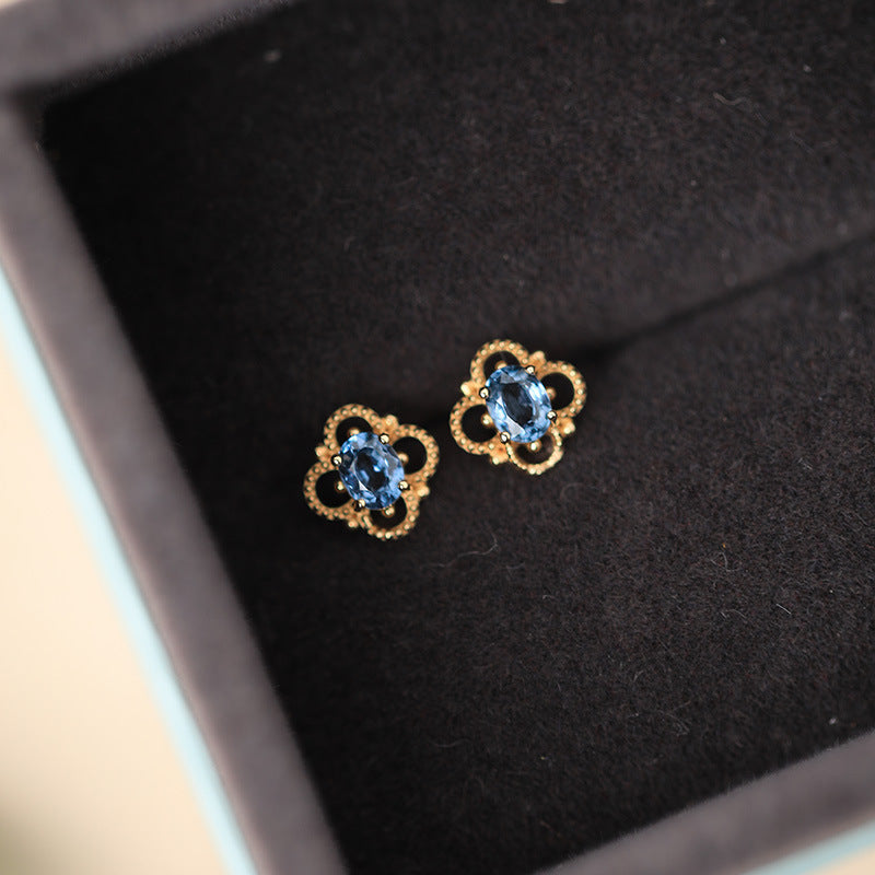 18K Gold Plated Copper Stud Earrings with AAA+ Cubic Zirconia