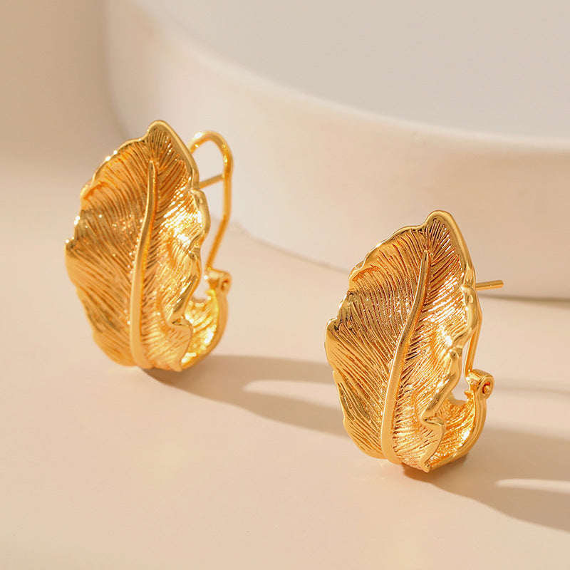 18K Gold Plated Leaf Ear Cuffs – Vintage Minimalist Earrings