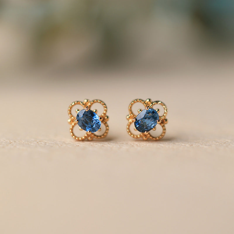 18K Gold Plated Copper Stud Earrings with AAA+ Cubic Zirconia
