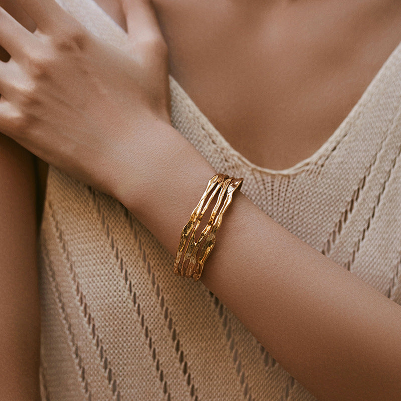 Real gold electroplating bracelet/ stacking business chic retro bracelet