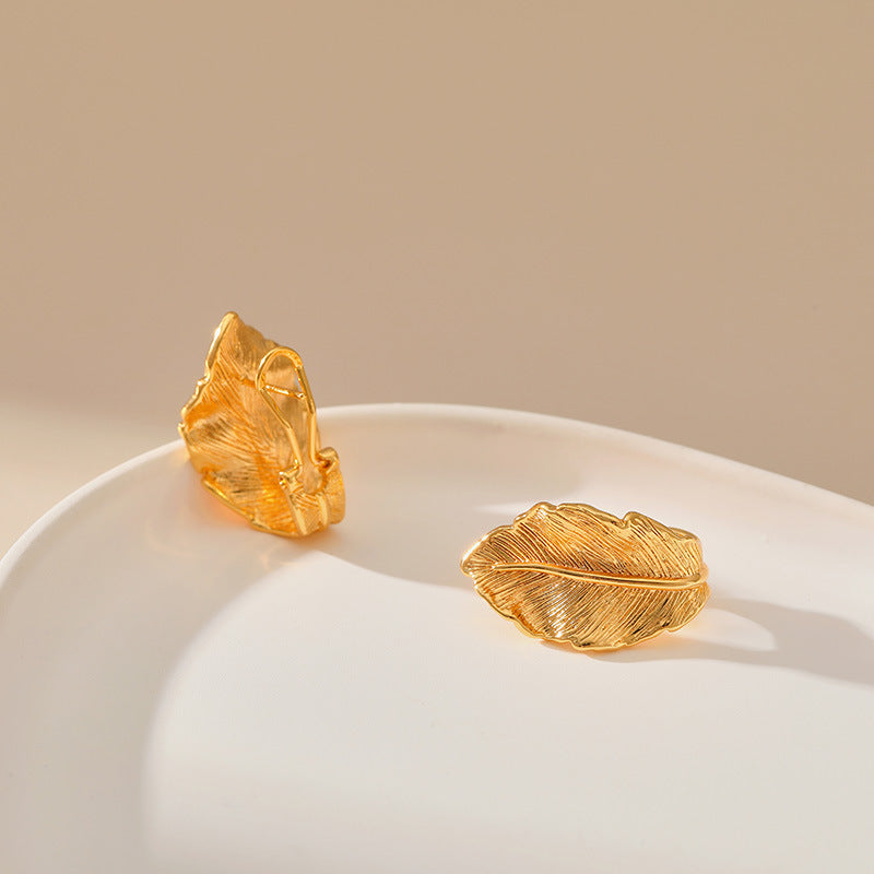 18K Gold Plated Leaf Ear Cuffs – Vintage Minimalist Earrings