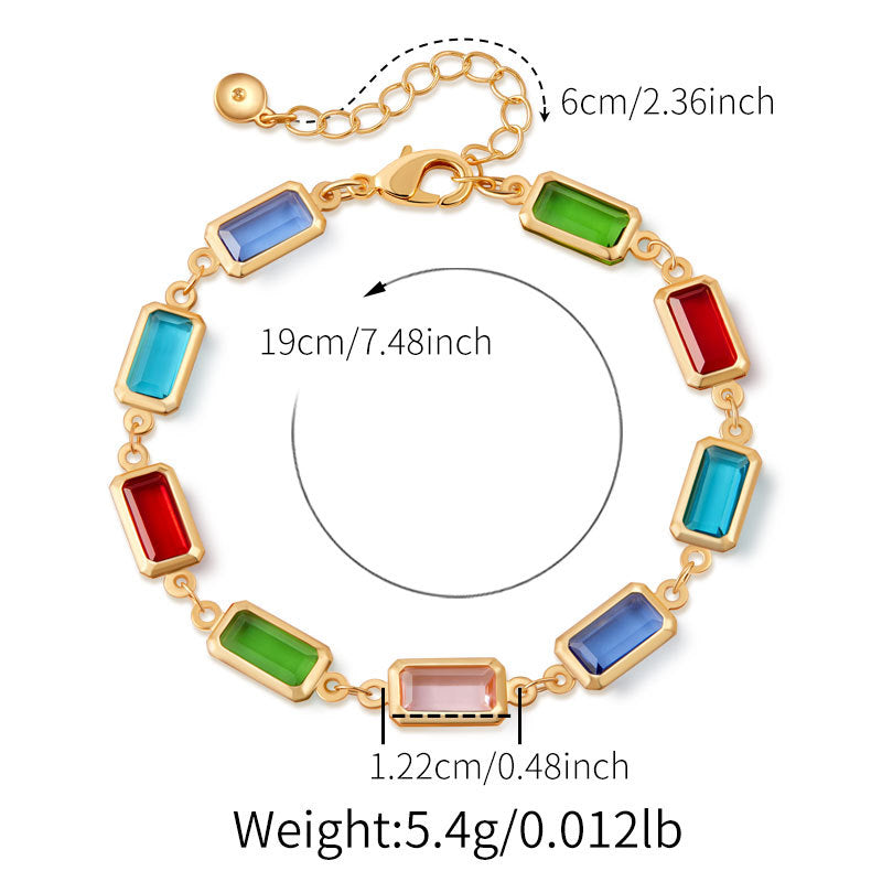 18k gold-plated crystal bracelet/Square glass diamond
