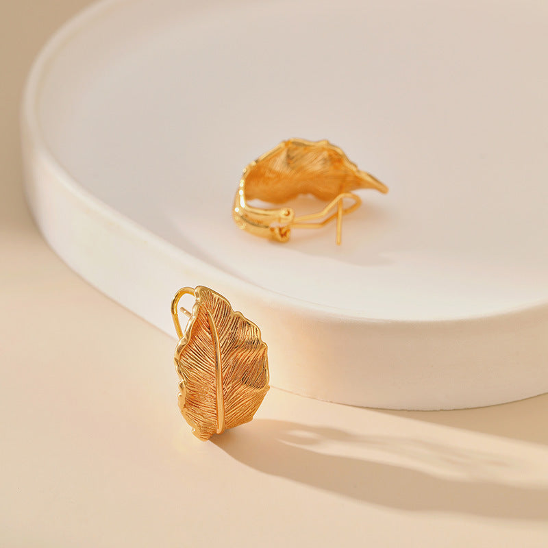 18K Gold Plated Leaf Ear Cuffs – Vintage Minimalist Earrings