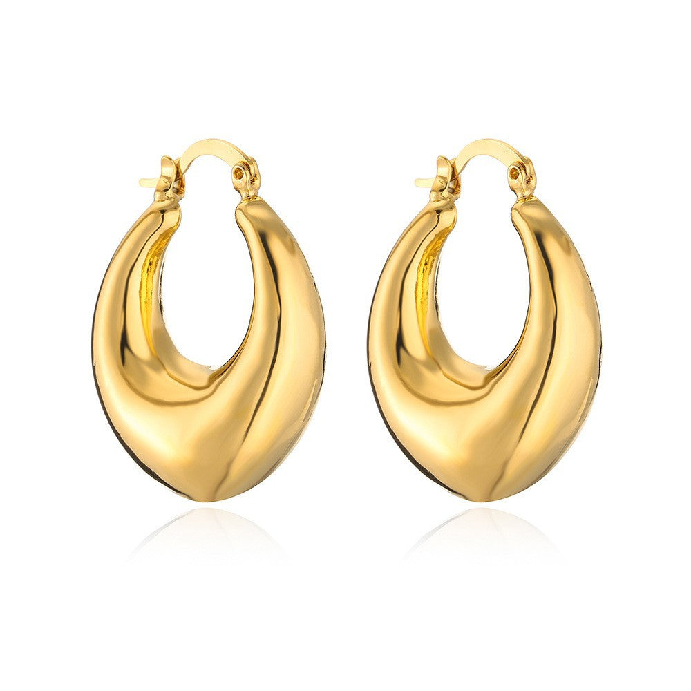 18K Gold-Plated Copper Geometric Earrings ·hollow design
