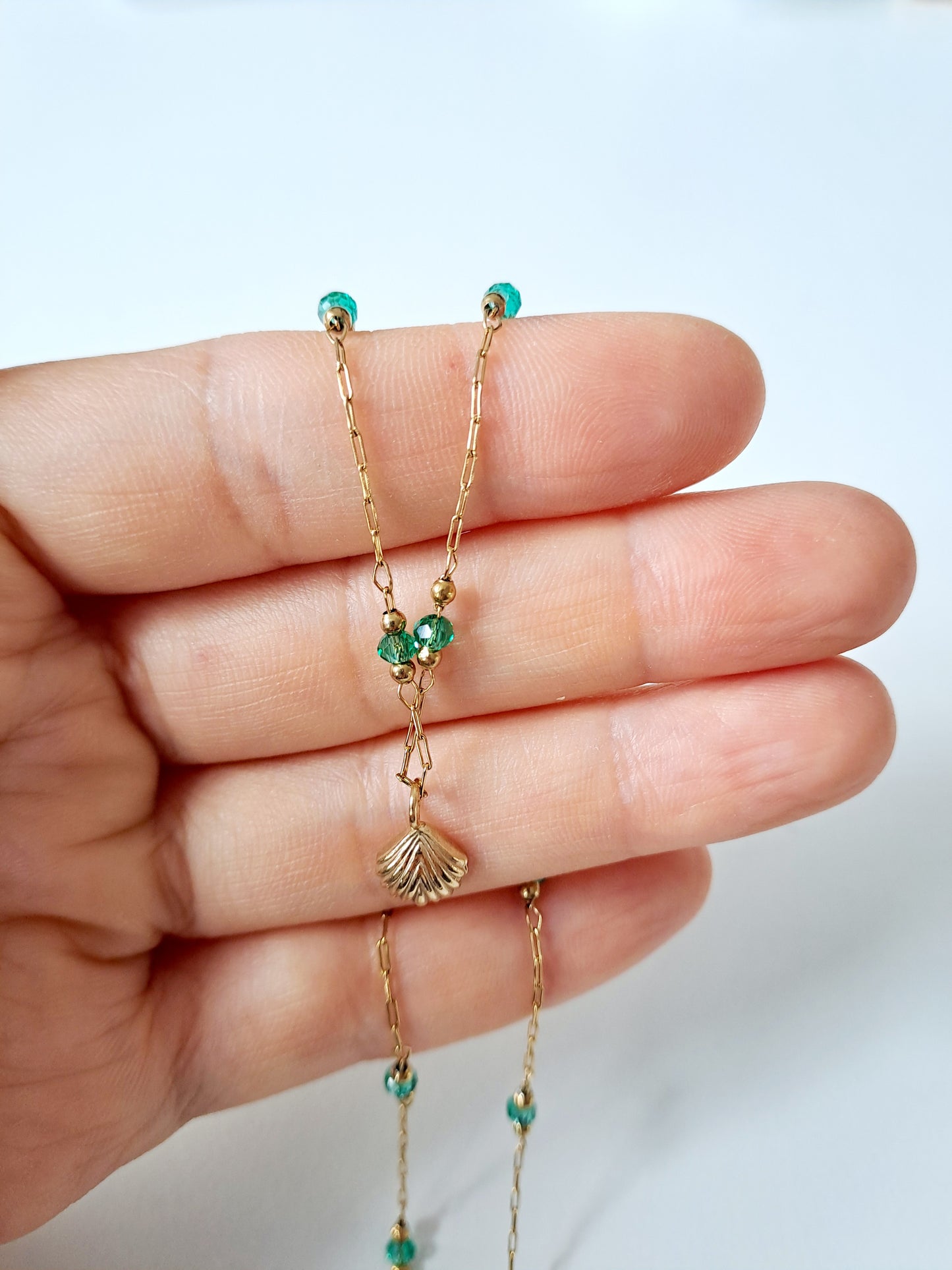 Summer New Emerald Green Crystal Stone Necklace for Women