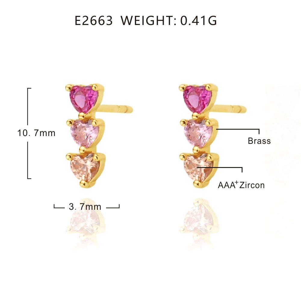 Mini Dainty Heart Drop Earrings – 18K Gold Plated Sweet Copper Earrings