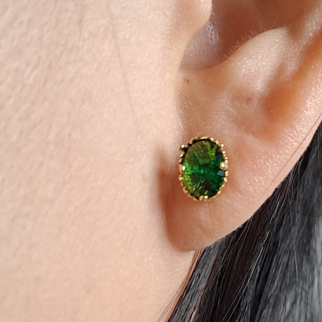 Gold-Plated Earrings with Green zircons