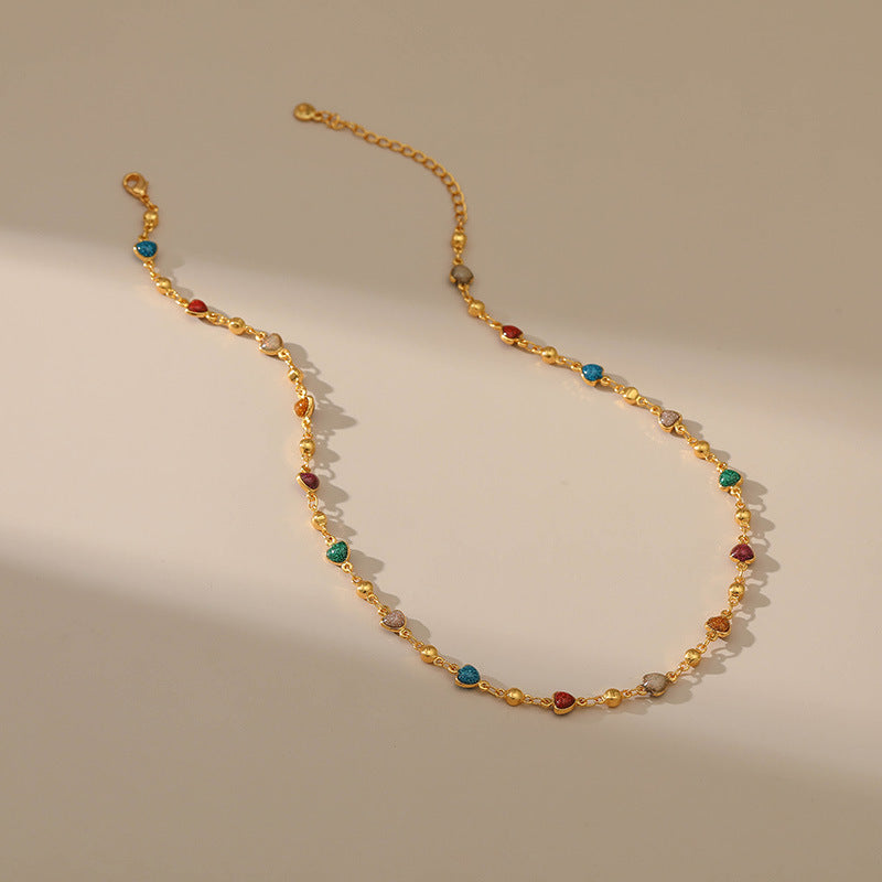 Colorful Enamel Heart Necklace | 18K Gold-Plated | Adjustable
