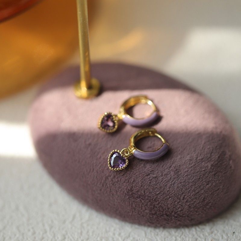 Sweet Purple Heart Earrings