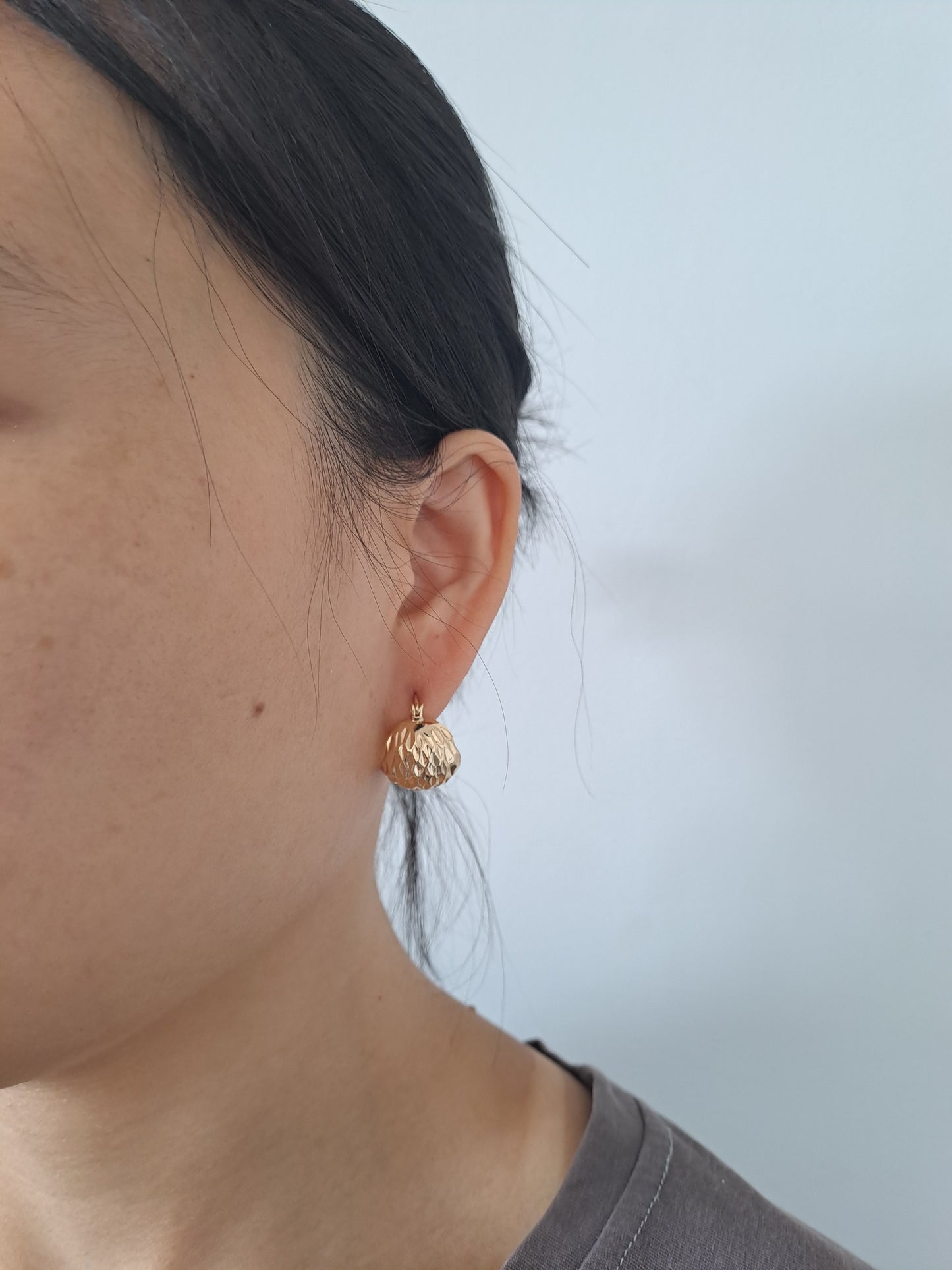 Vintage French Geometric Flower Earrings – Bold Metallic Statement Jewelry for Women