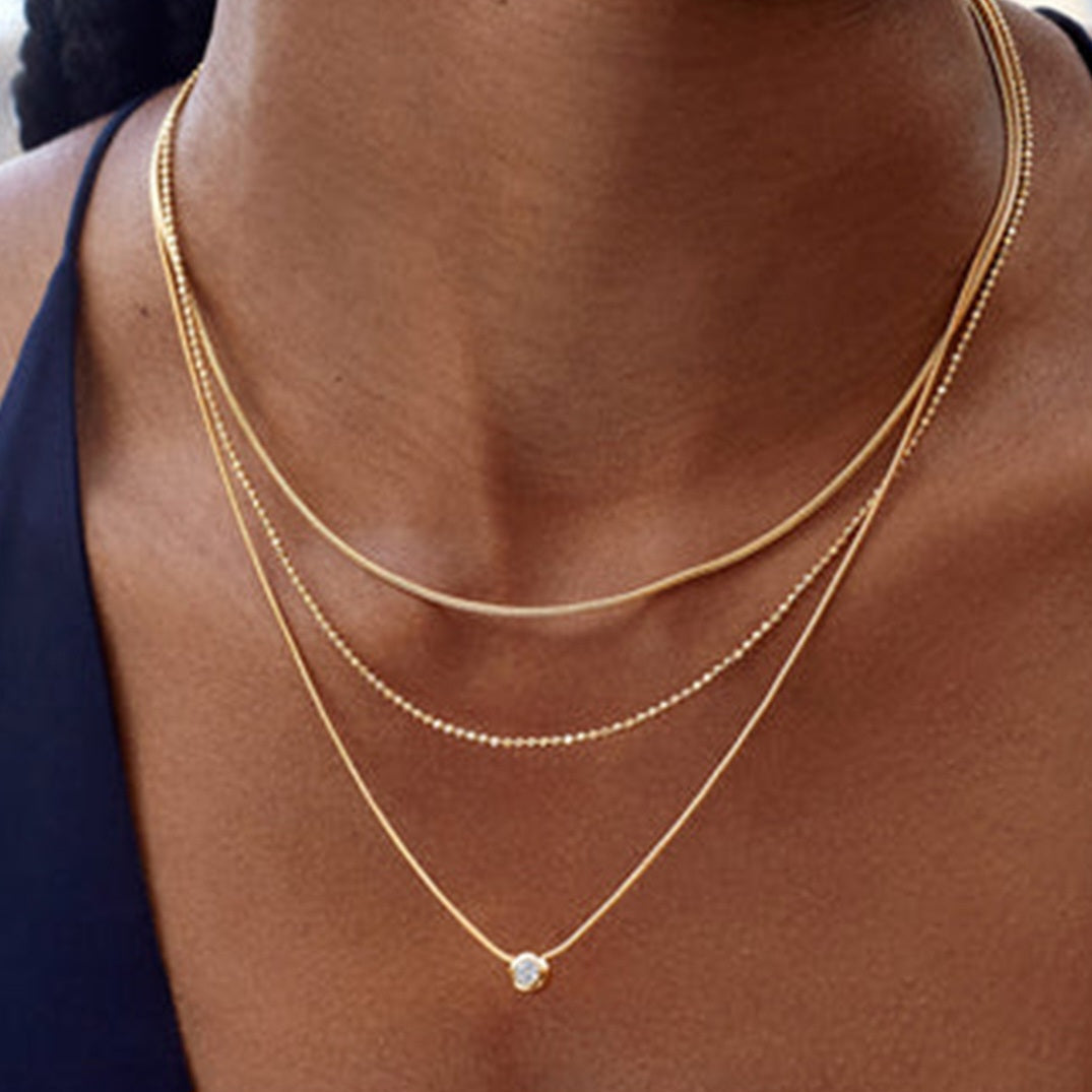 Gold-plated stainless steel necklace, waterproof and sweat-resistant