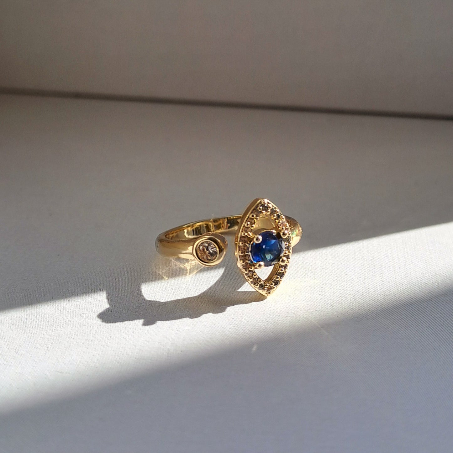 18k gold plated brass open ring /eye design