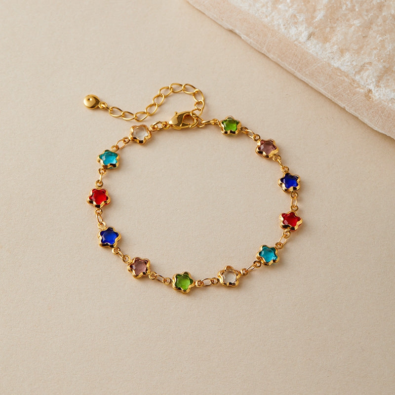 18k gold-plated crystal bracelet/flower glass diamond