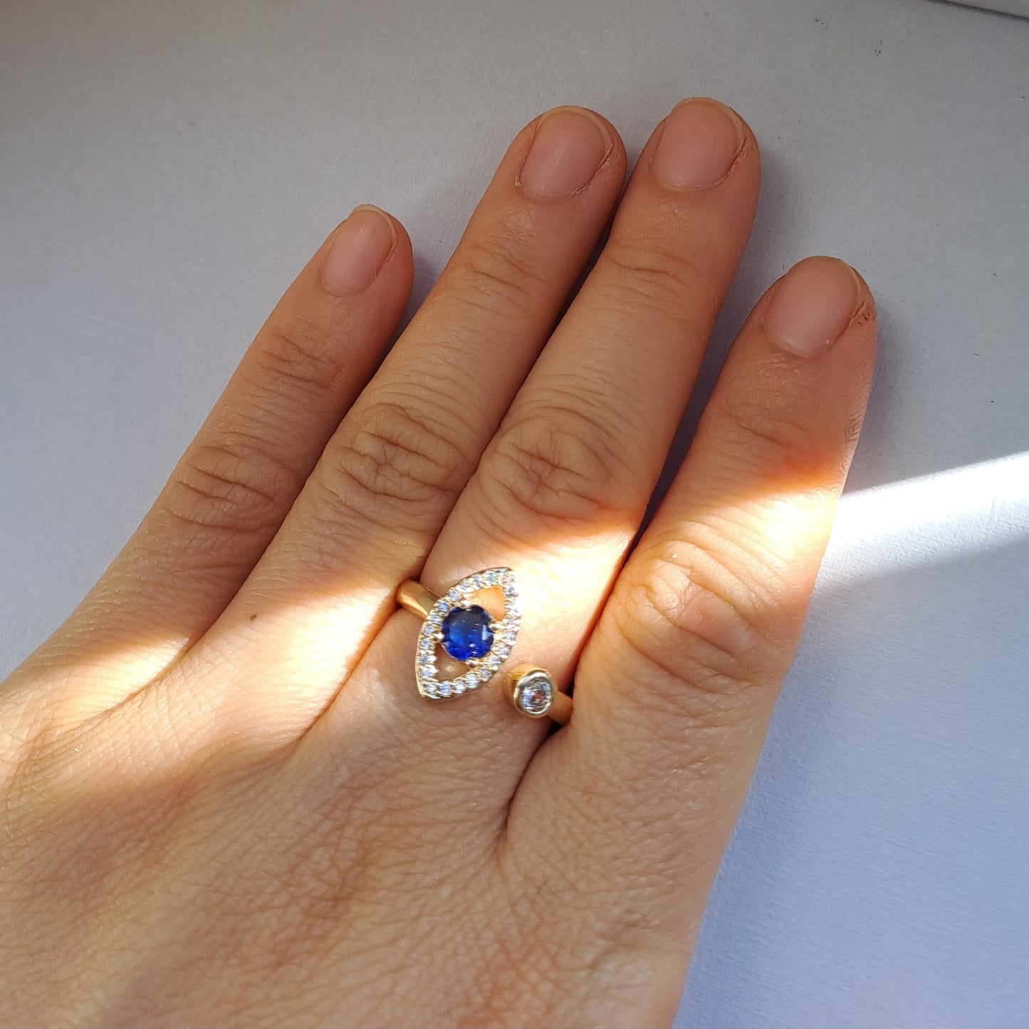 18k gold plated brass open ring /eye design