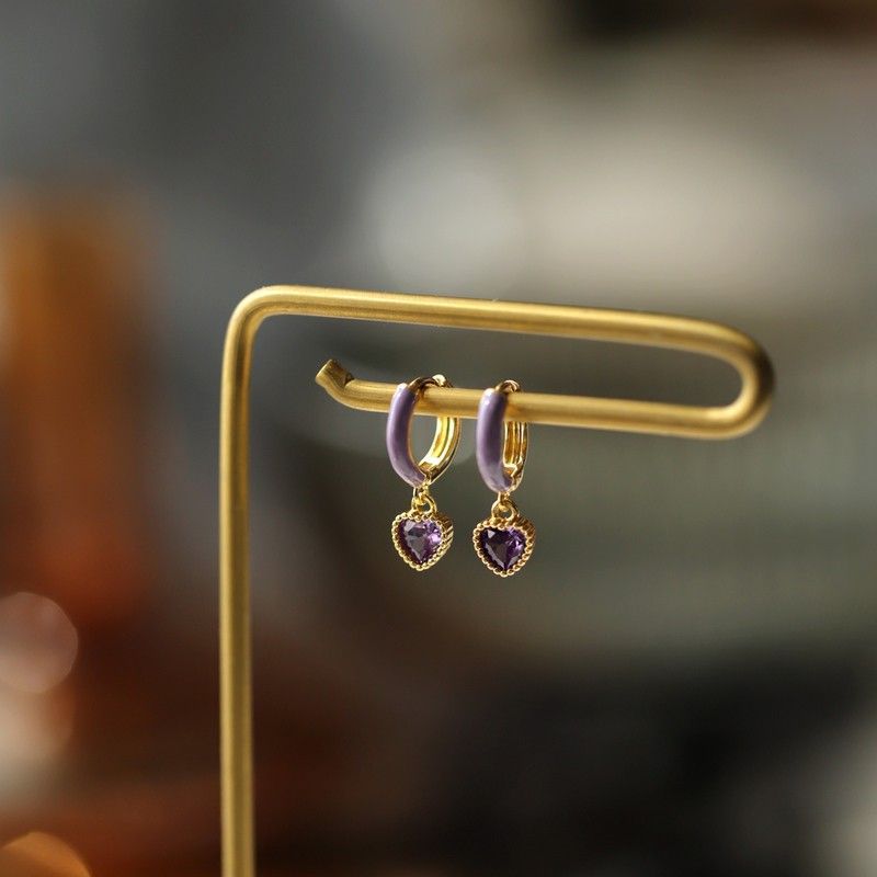 Sweet Purple Heart Earrings