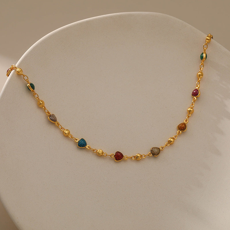 Colorful Enamel Heart Necklace | 18K Gold-Plated | Adjustable
