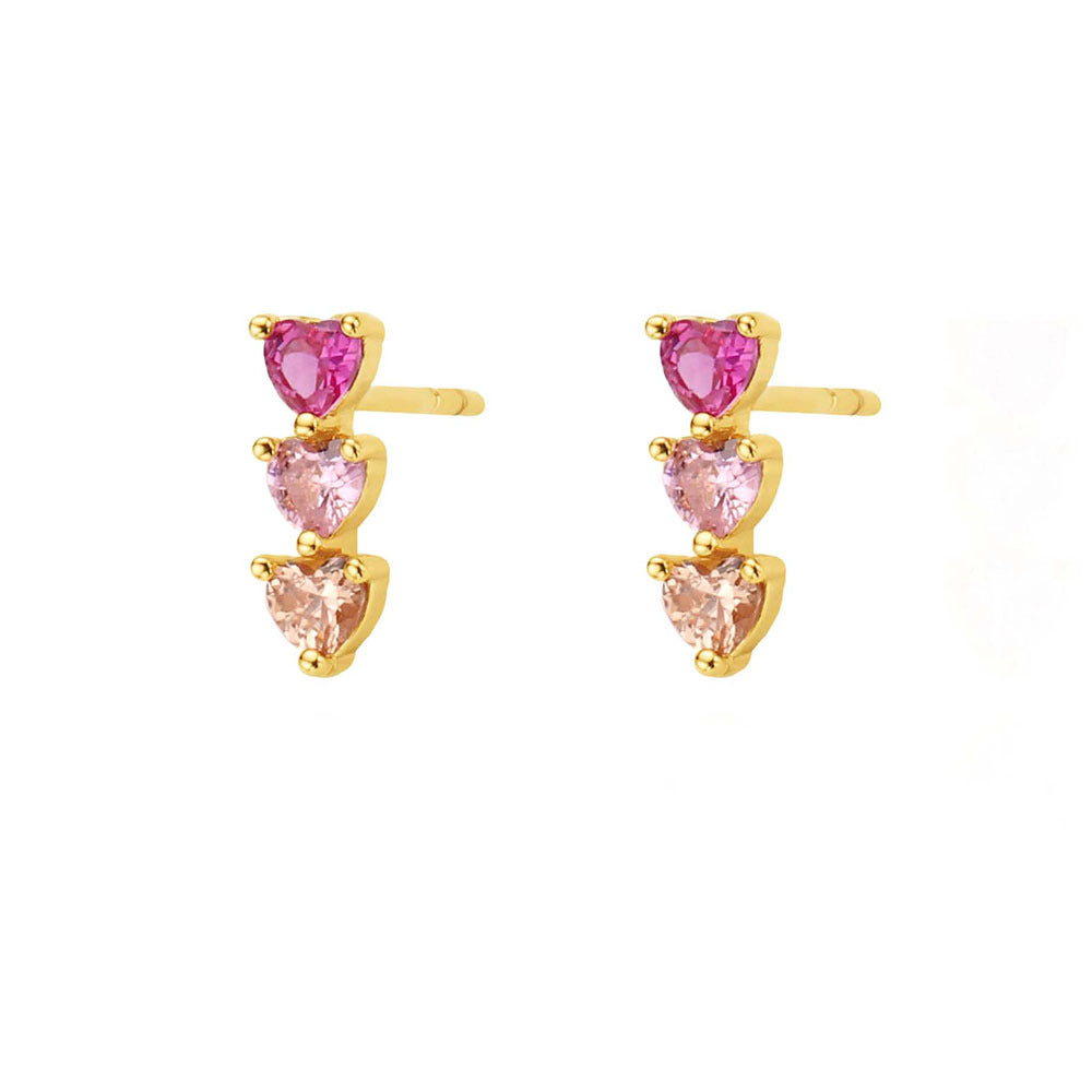 Mini Dainty Heart Drop Earrings – 18K Gold Plated Sweet Copper Earrings