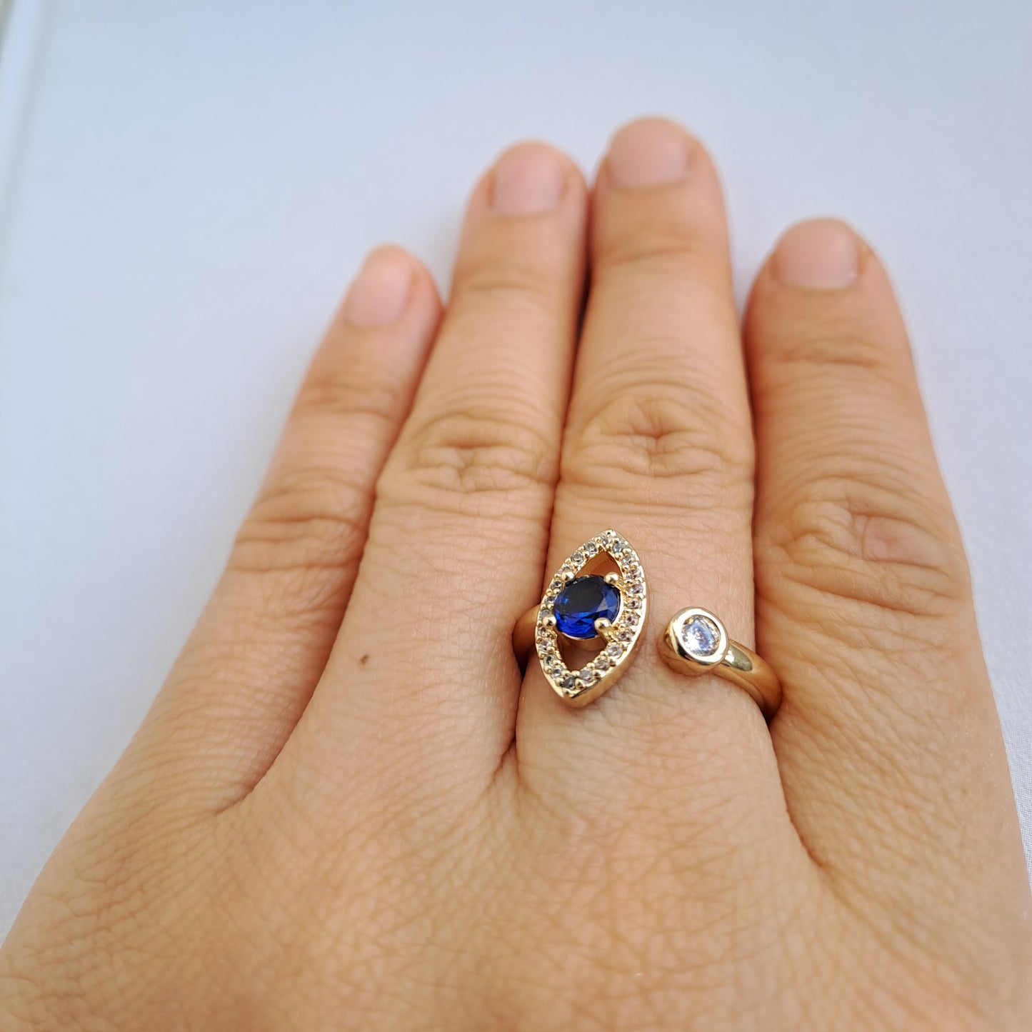 18k gold plated brass open ring /eye design