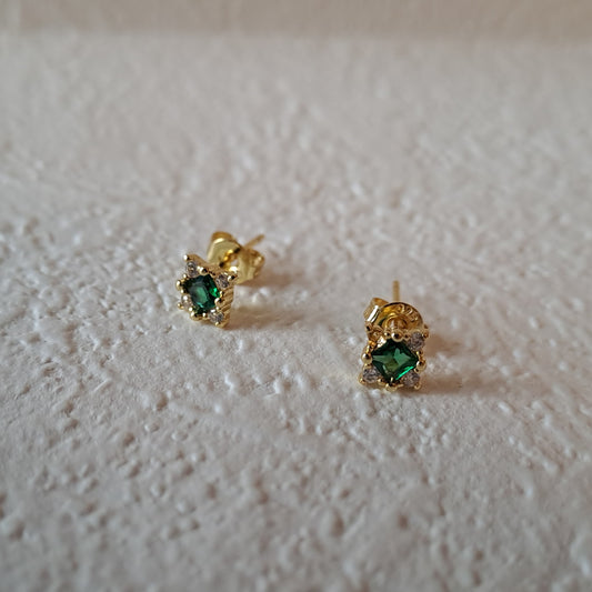 Gold-Plated Earrings with Green zircons