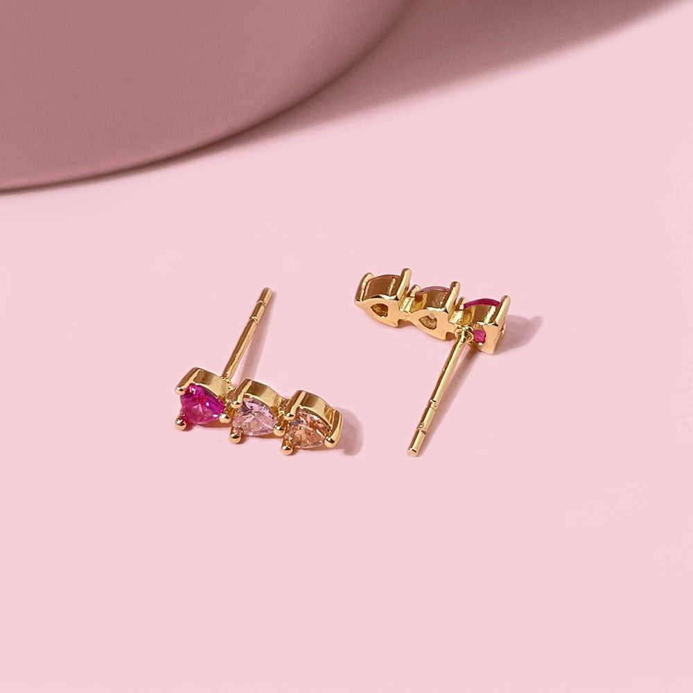 Mini Dainty Heart Drop Earrings – 18K Gold Plated Sweet Copper Earrings