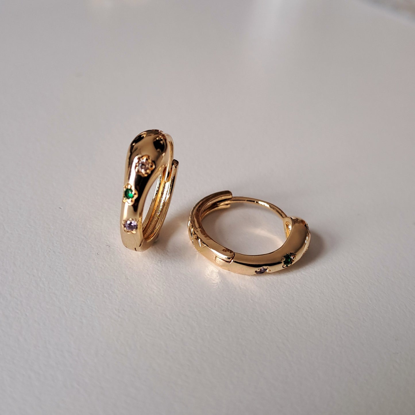 18K gold-plated copper earrings with mini zircon stones, Snake design,22mm*20mm
