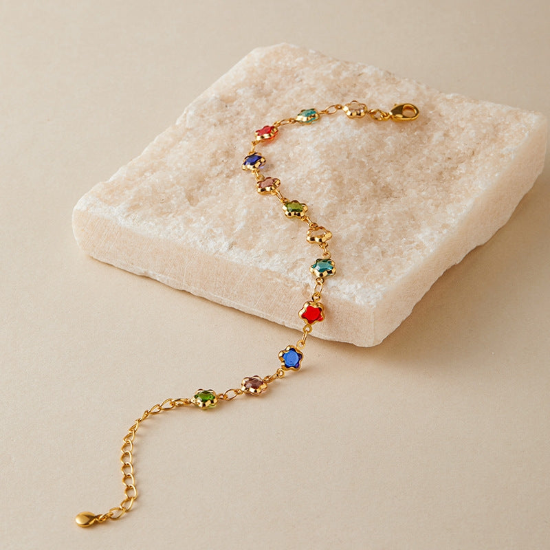 18k gold-plated crystal bracelet/flower glass diamond