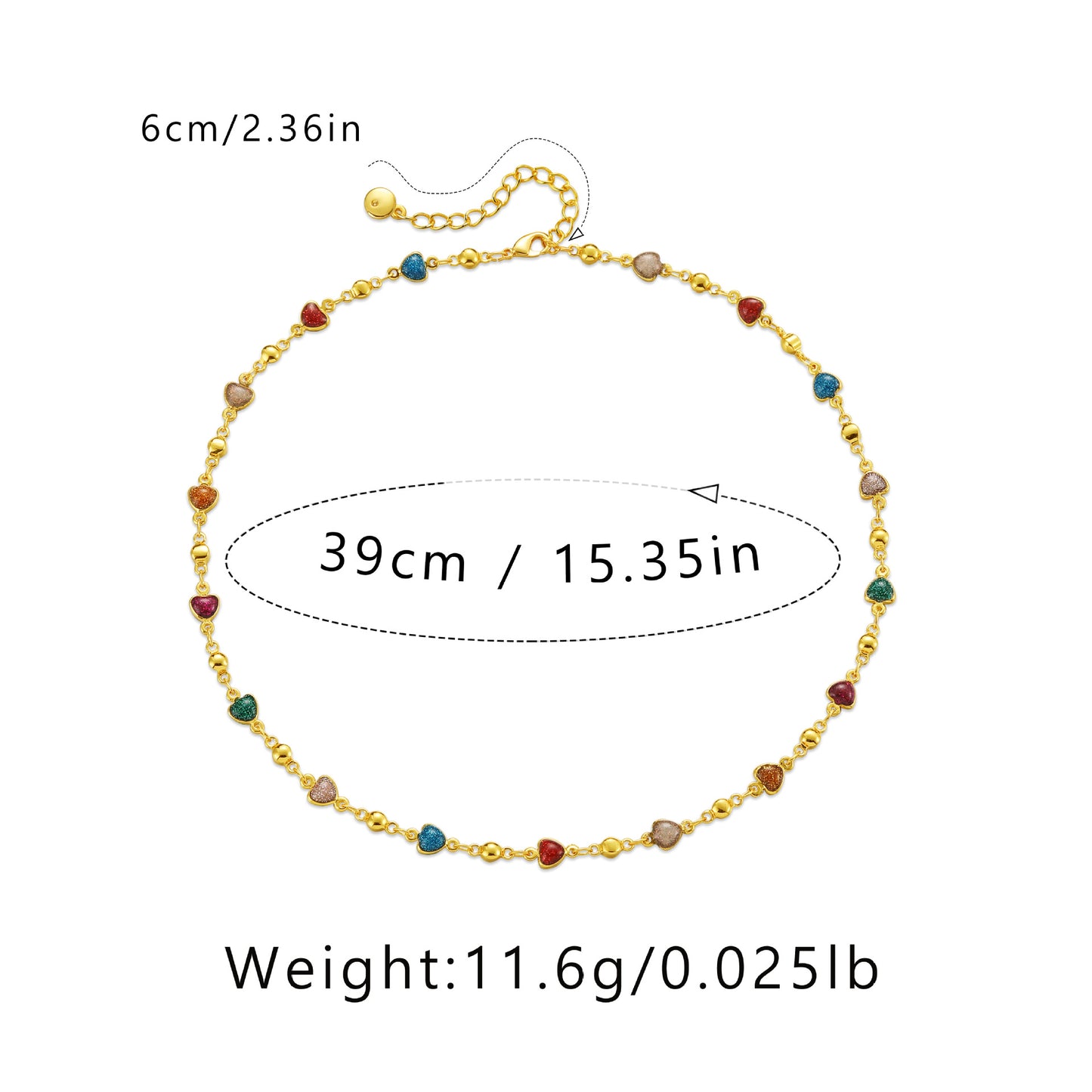 Colorful Enamel Heart Necklace | 18K Gold-Plated | Adjustable