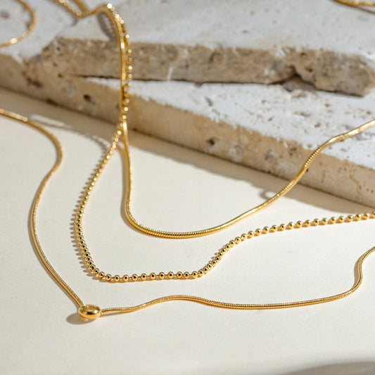 Gold-plated stainless steel necklace, waterproof and sweat-resistant