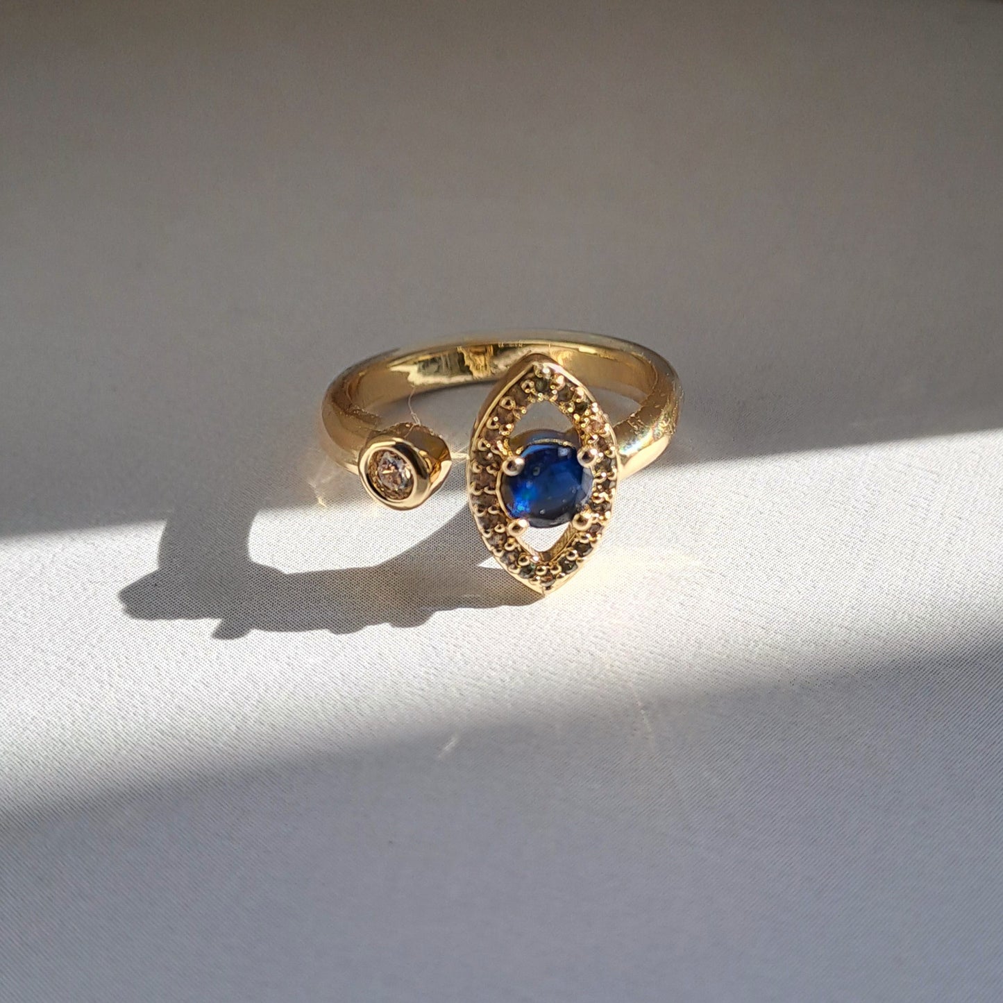 18k gold plated brass open ring /eye design