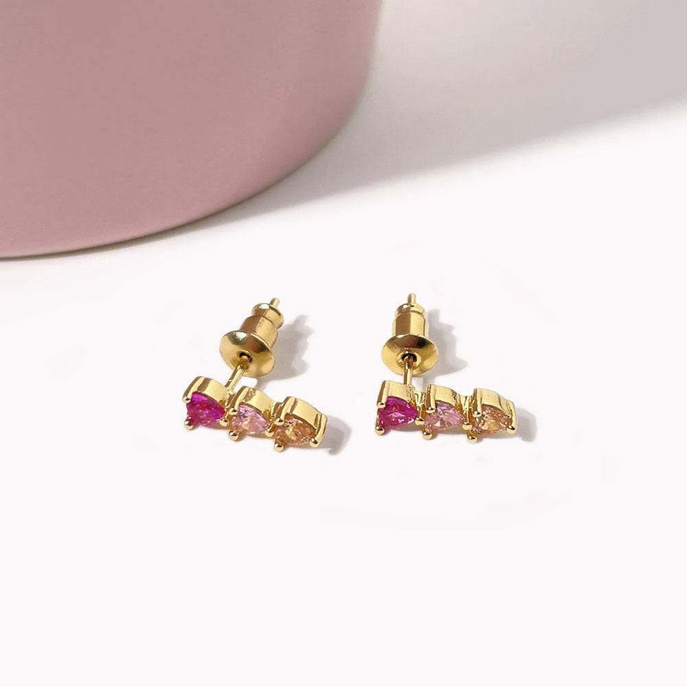 Mini Dainty Heart Drop Earrings – 18K Gold Plated Sweet Copper Earrings