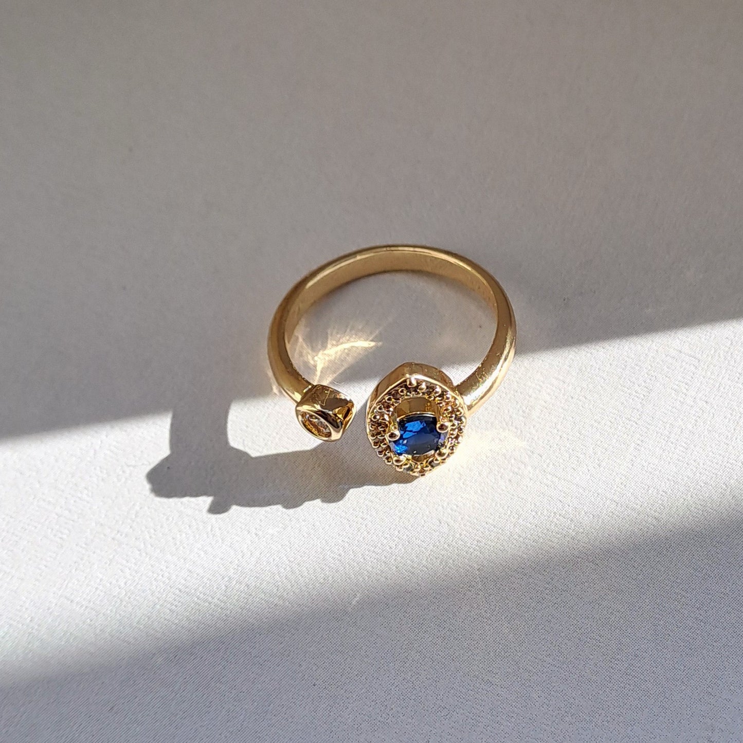 18k gold plated brass open ring /eye design
