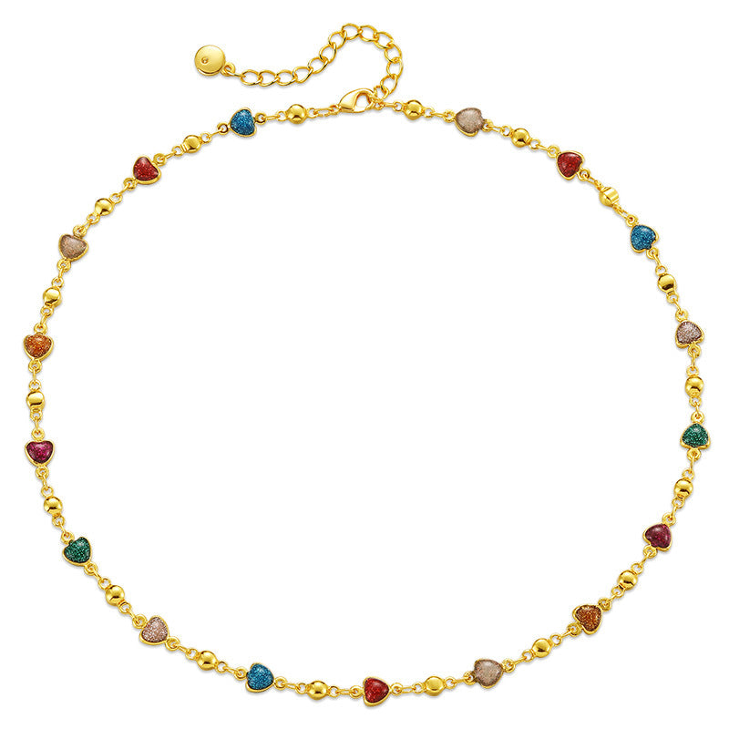 Colorful Enamel Heart Necklace | 18K Gold-Plated | Adjustable