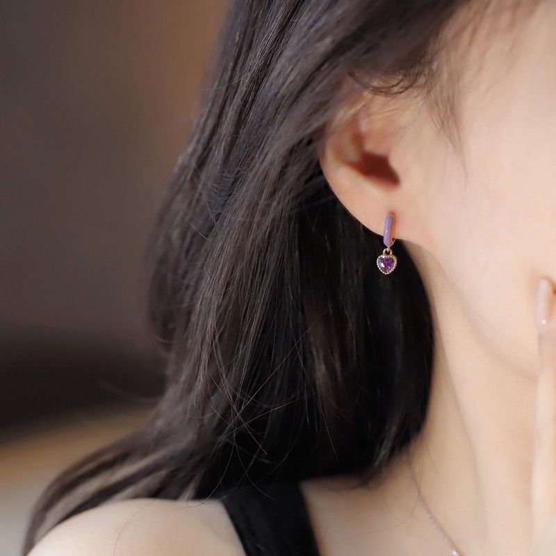 Sweet Purple Heart Earrings