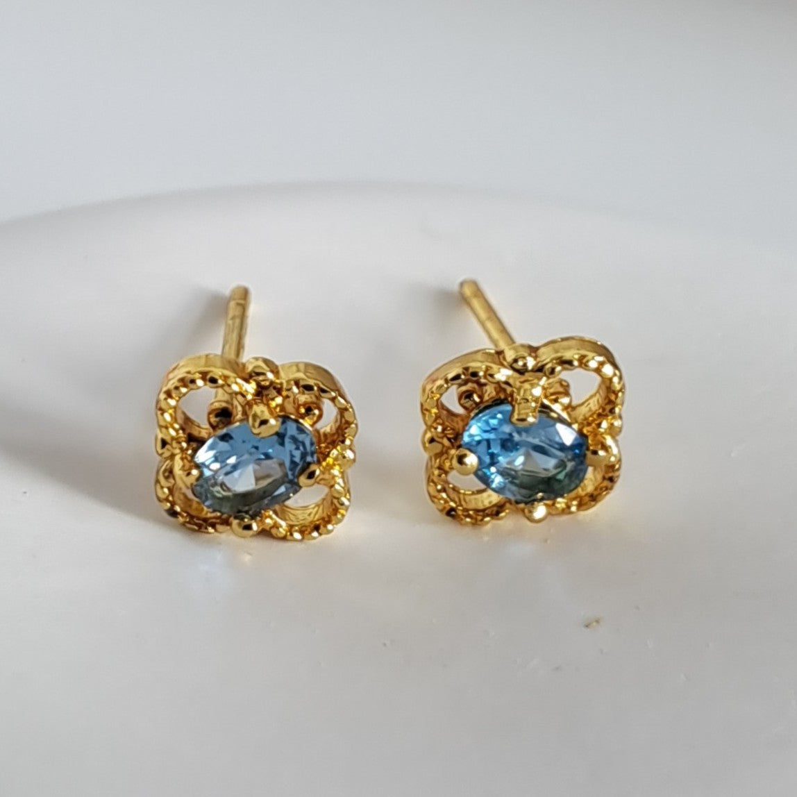 Gold Plated Copper Stud Earrings with AAA+ Cubic Zirconia