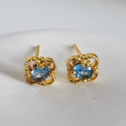 Gold Plated Copper Stud Earrings with AAA+ Cubic Zirconia