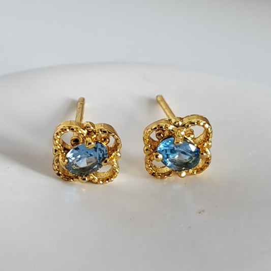 Gold Plated Copper Stud Earrings with AAA+ Cubic Zirconia