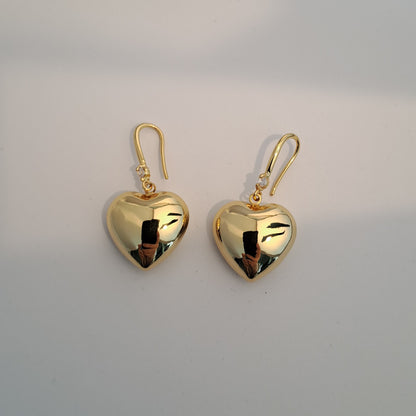 18K Gold-Plated Copper Geometric Earrings, heart shape