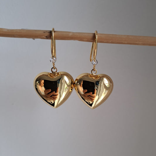 18K Gold-Plated Copper Geometric Earrings, heart shape