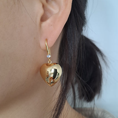 18K Gold-Plated Copper Geometric Earrings, heart shape